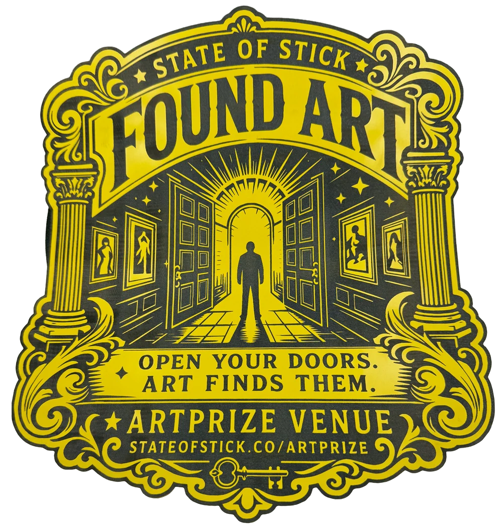 A State of Stick physical emblem presented in a storefront context.