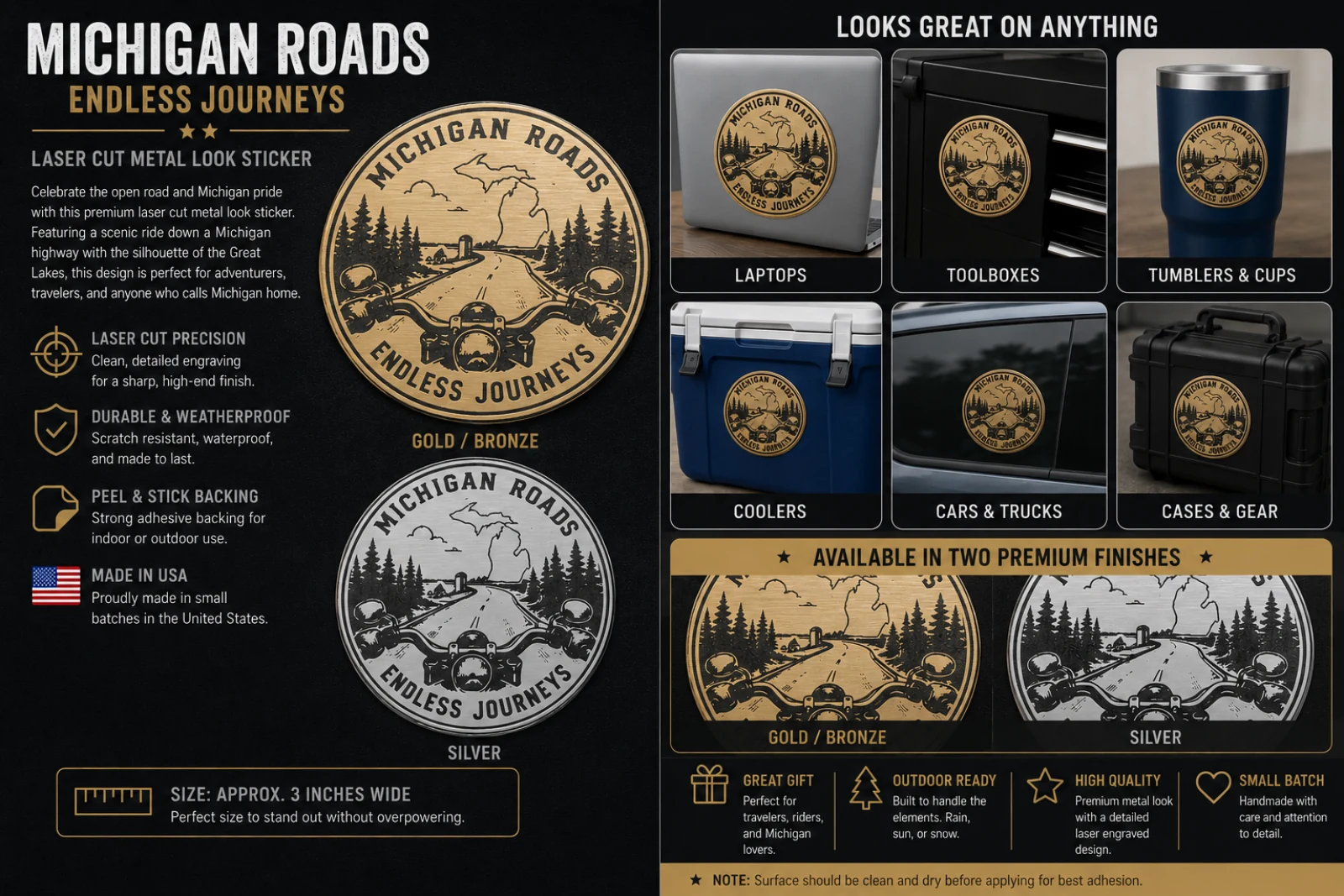 Example State of Stick, Co. emblem presented on laptops, toolboxes, tumblers, coolers, vehicles, and gear